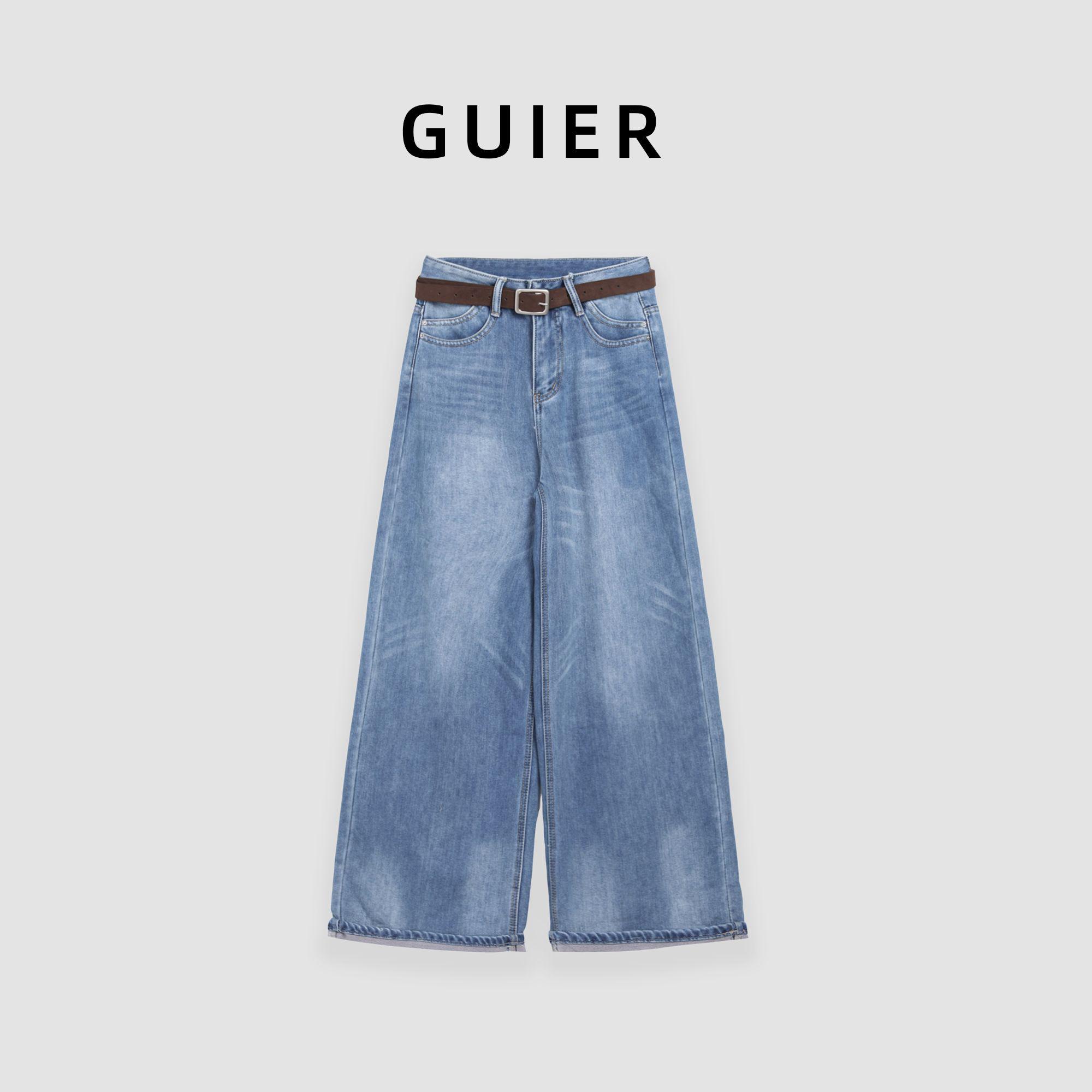 直筒牛仔裤新款女秋冬装复古高腰垂感百搭裤子SS28745