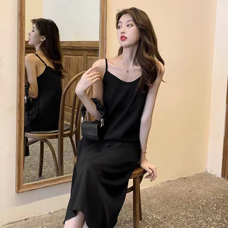 X267【春季新款】高级感内搭黑色吊带连衣裙