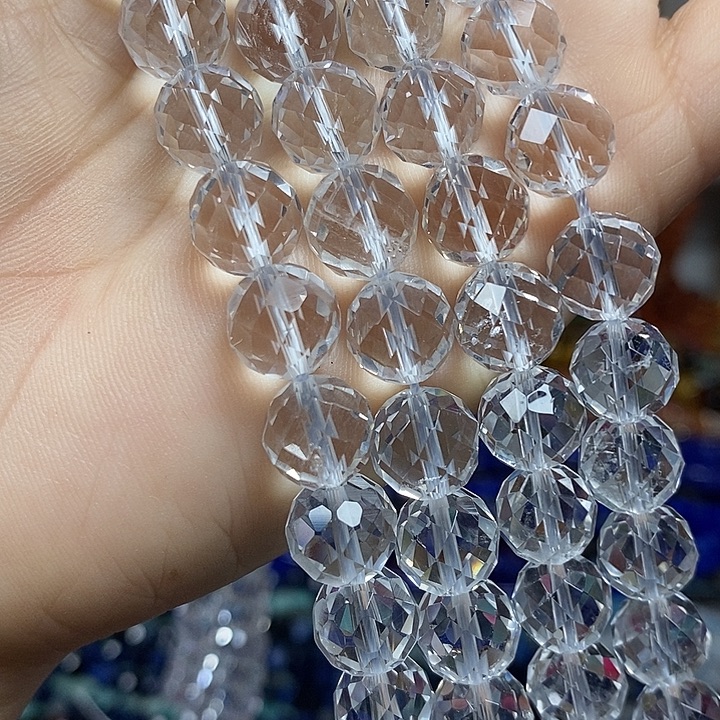 玛瑙/玉髓未镶嵌珠宝半成品天然白水晶切面卡10mm短条