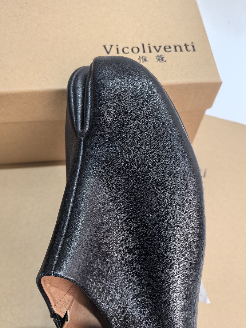 惟蔻/2CM/牛皮/百搭真皮舒适时尚一脚蹬分趾鞋（踩脚两穿）