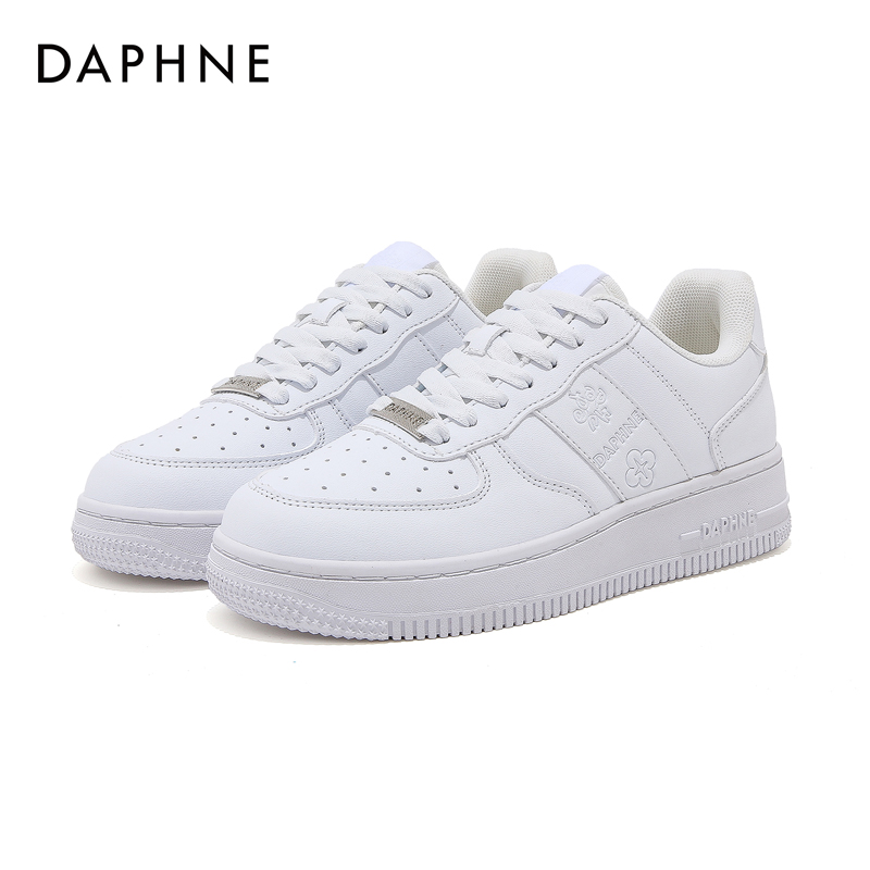 Daphne/达芙妮低帮浅口女鞋2025秋冬爆款时尚百搭厚底增高小白鞋