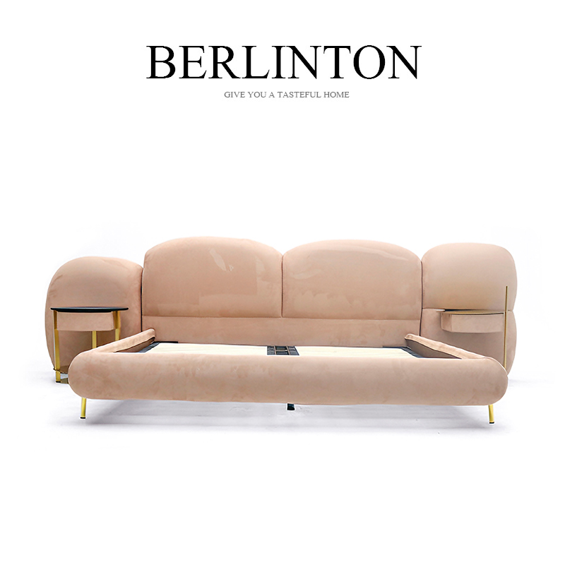 BERLINTON/铂林顿简约布艺床席梦思床创意北欧复古家用意式