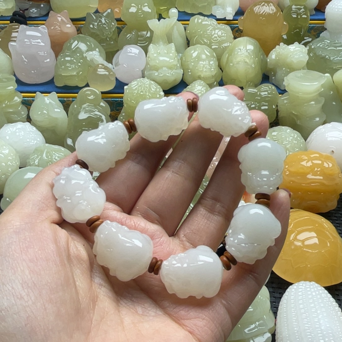 偶***玩玉天然桌面小摆件