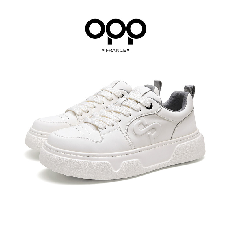 OPP/赫芭皮革拼接素面增高低帮时尚休闲鞋透气时尚厚底复古男士