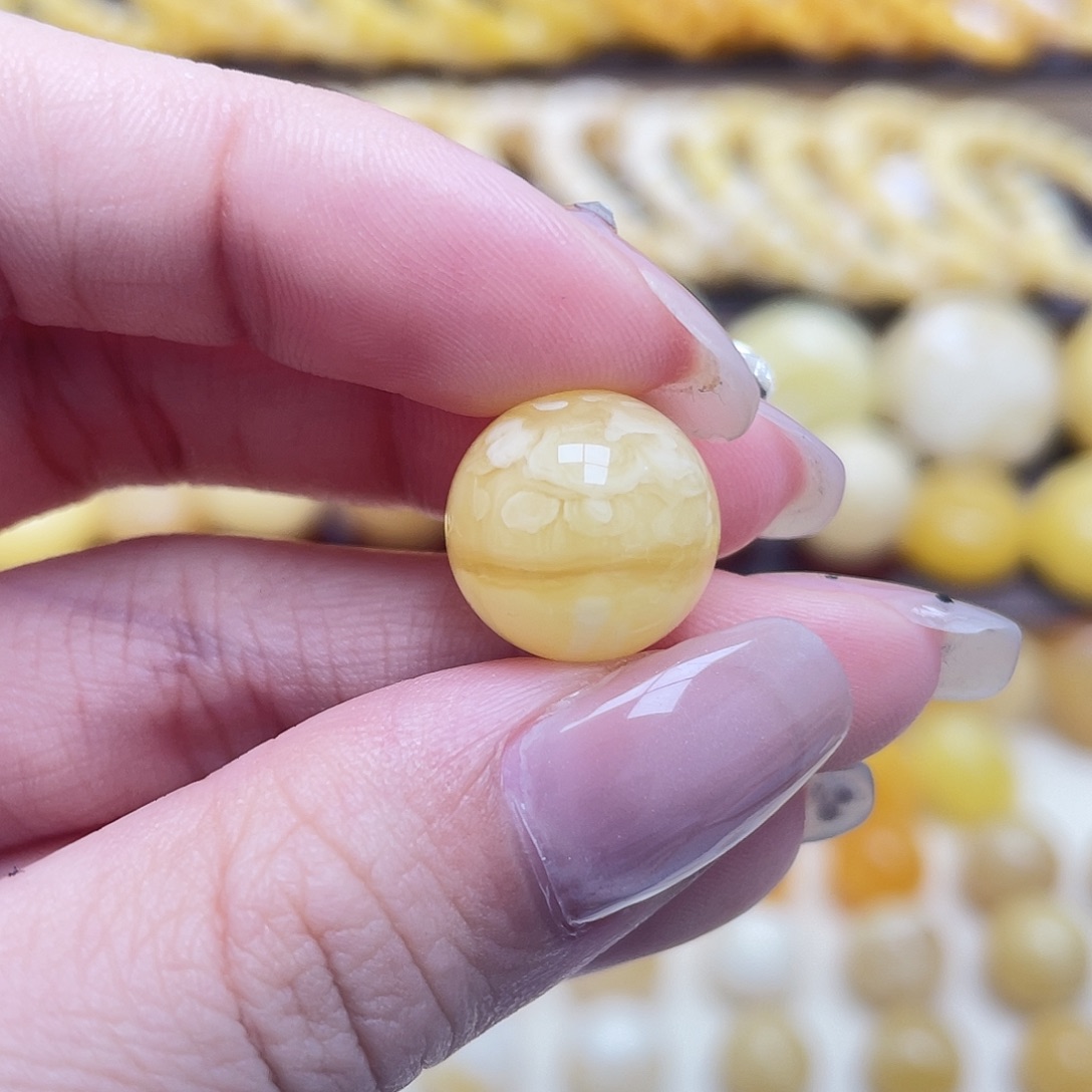 琥珀未镶嵌裸石14mm圆珠