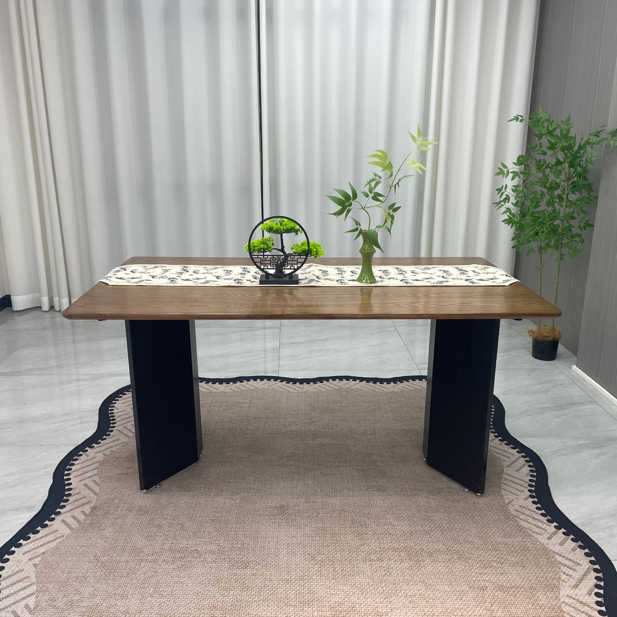 复古风轻奢简约长方形法式餐桌长条桌餐台书桌餐厅饭桌家用