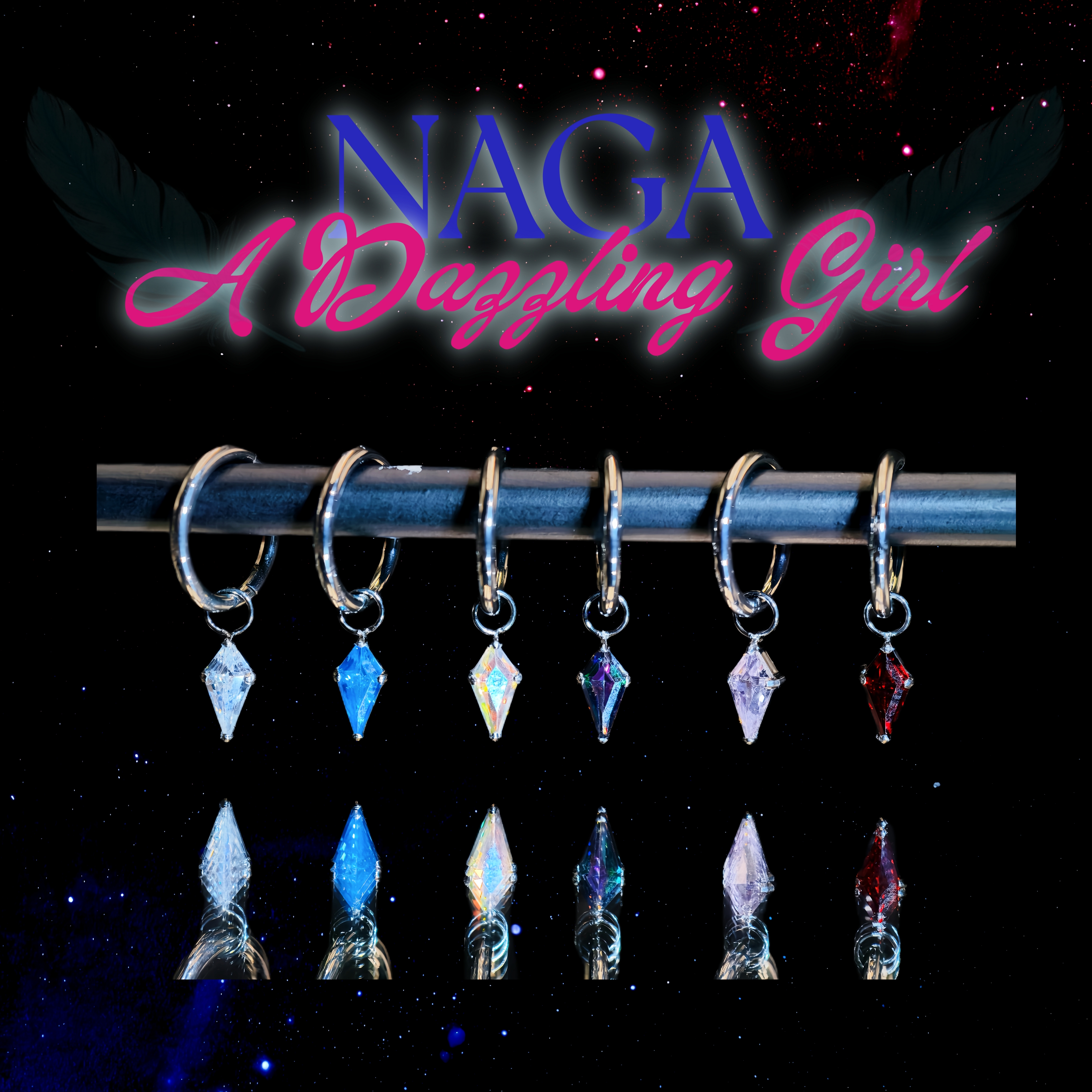 合金合成锆石耳饰 钛合金爆闪风筝多彩锆石吊坠跑环耳饰耳圈防敏