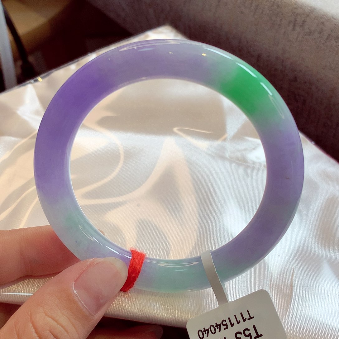 未镶嵌手镯（圆镯）翡翠68紫罗兰点翠上新53.3-16