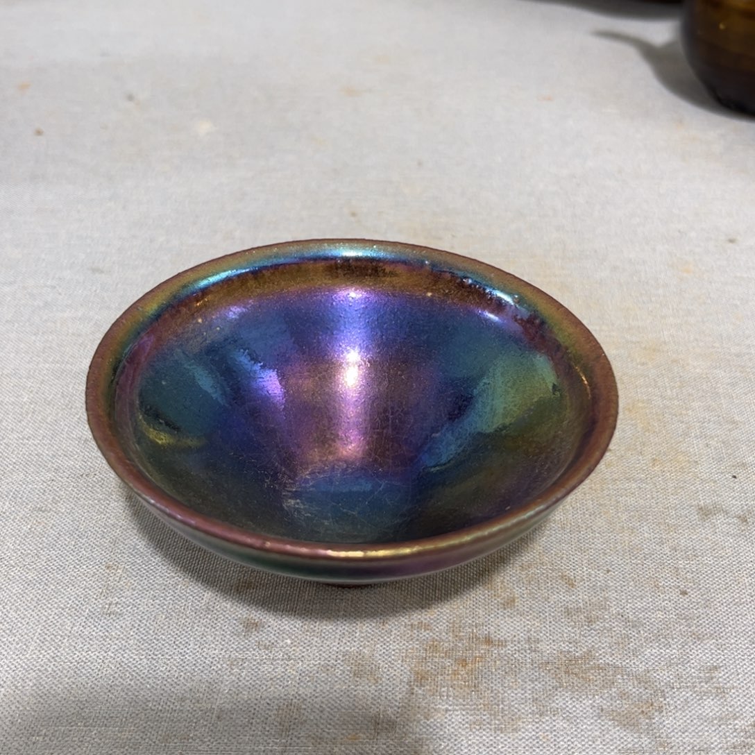 我***兽陶摆件建窑耀变斗笠盏