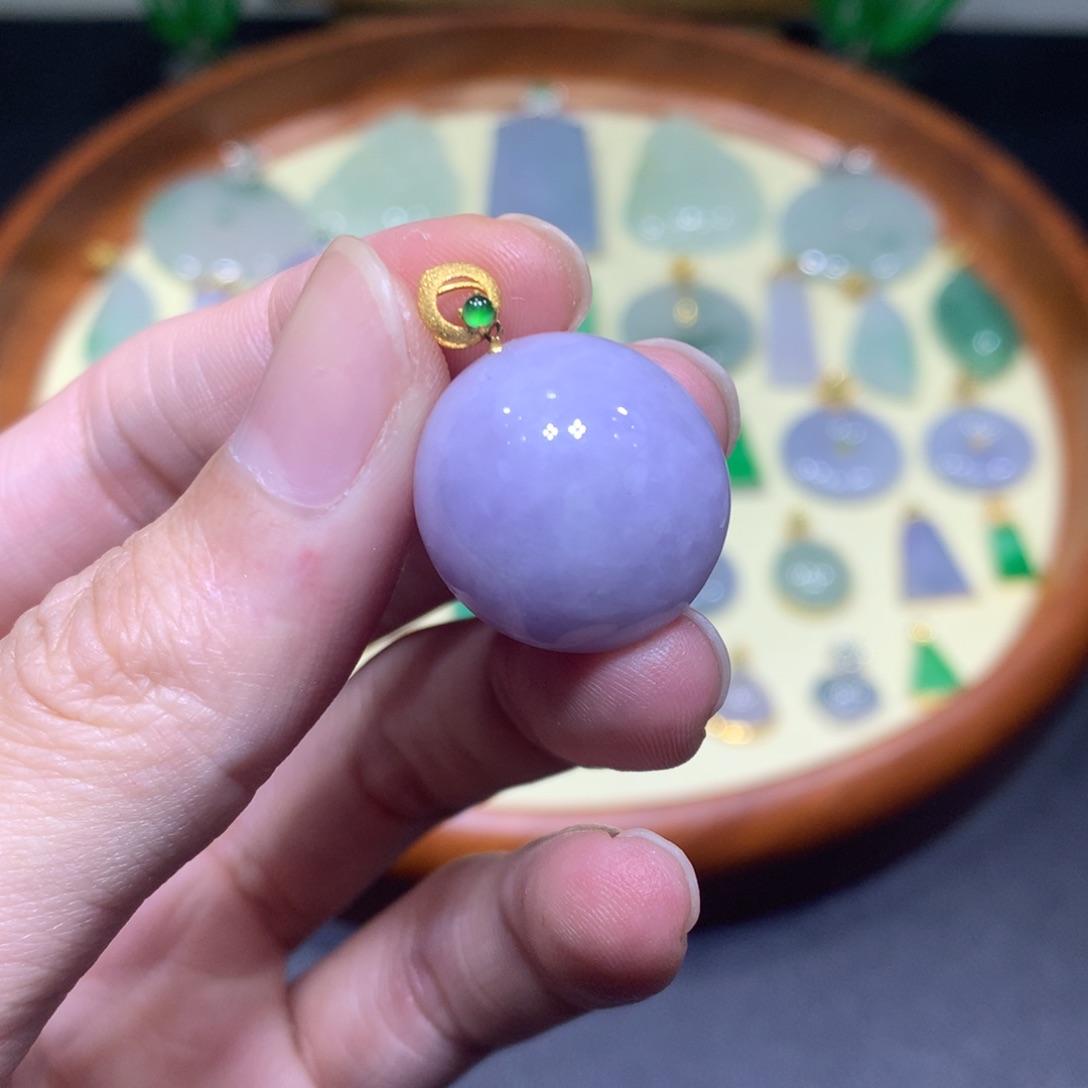 翡翠18K金镶嵌吊坠(不含链)