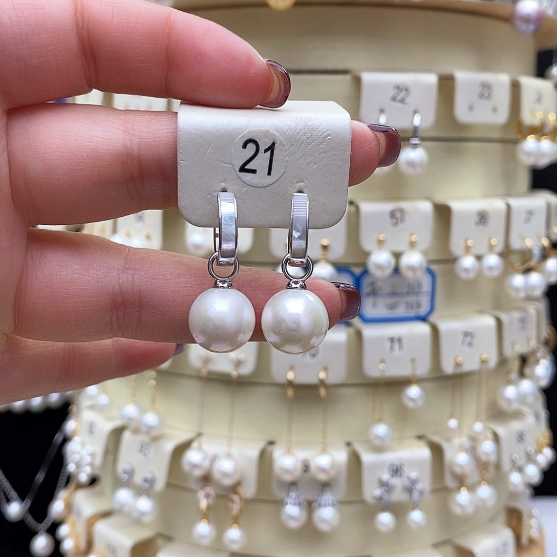 淡水珍珠耳饰银S925镶嵌