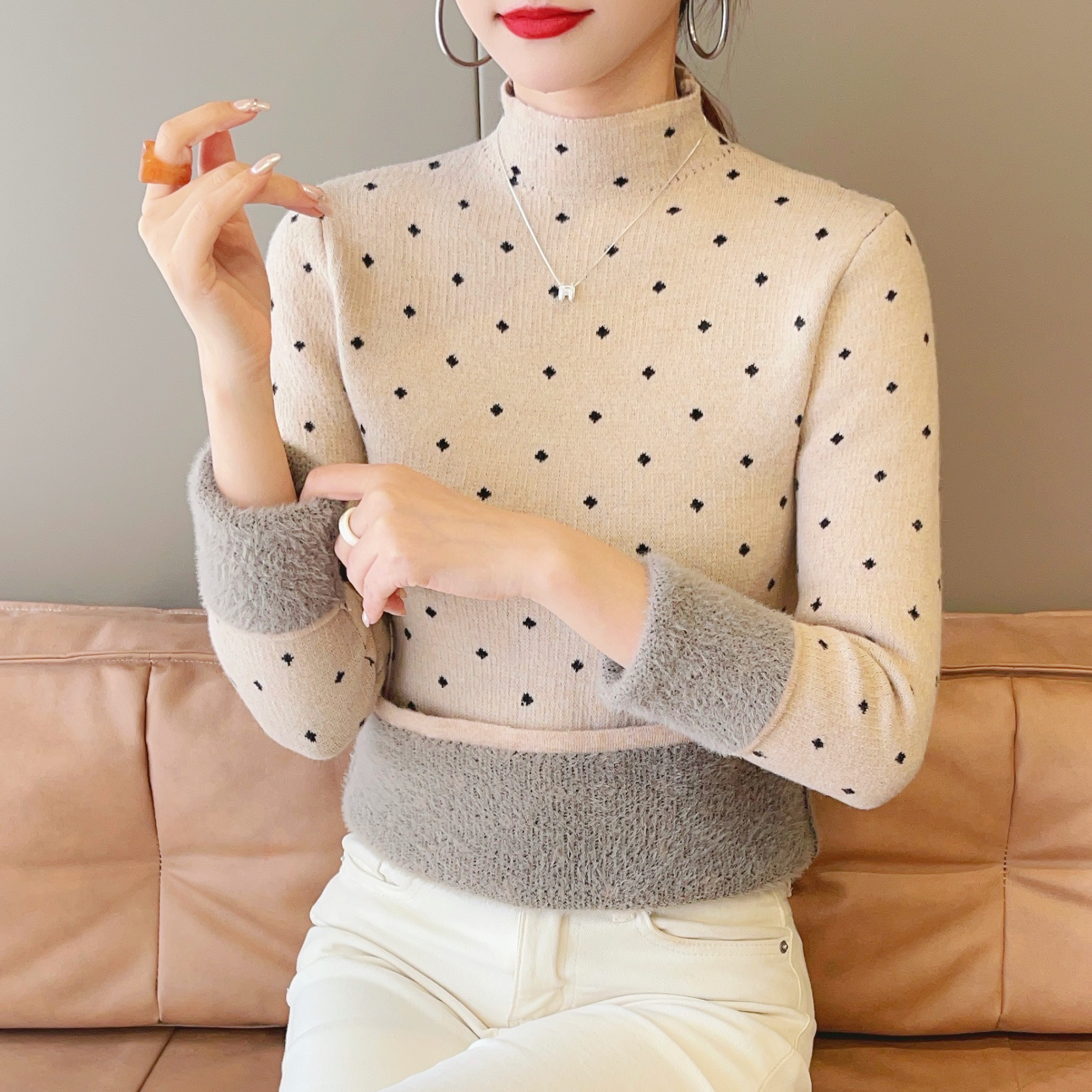 【加绒加厚】繁星点点设计感毛衣保暖女2025显瘦洋气打底衫针织内搭