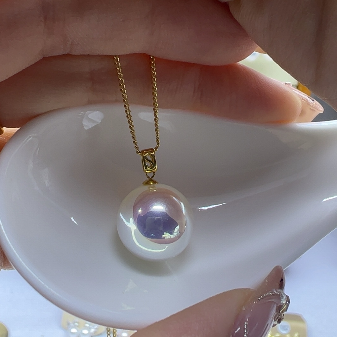 淡水珍珠吊坠(赠链)18K金镶嵌