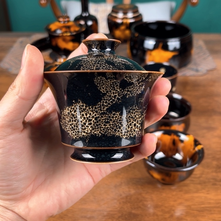 碗鹧鸪斑马蹄二才盖碗