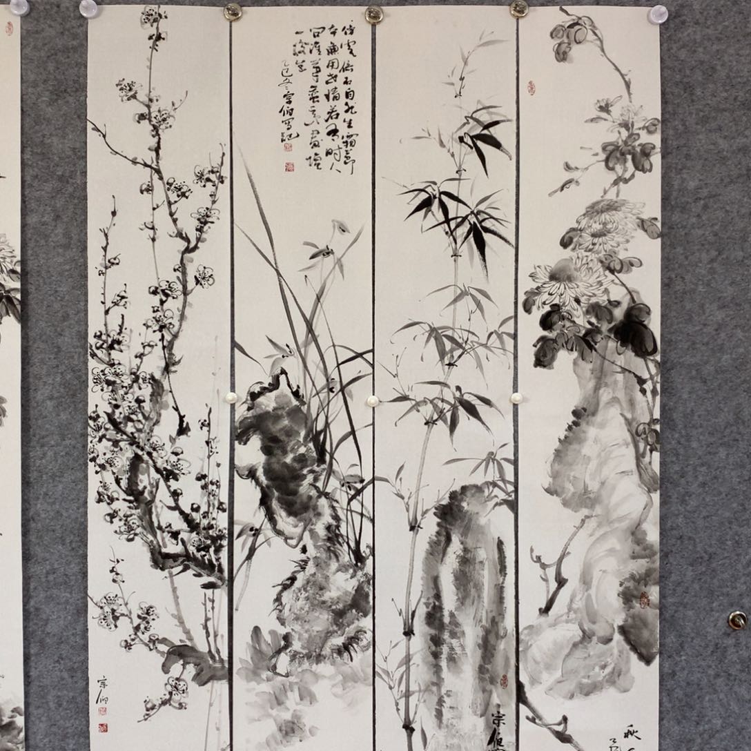 子***秋国画花鸟作品写意