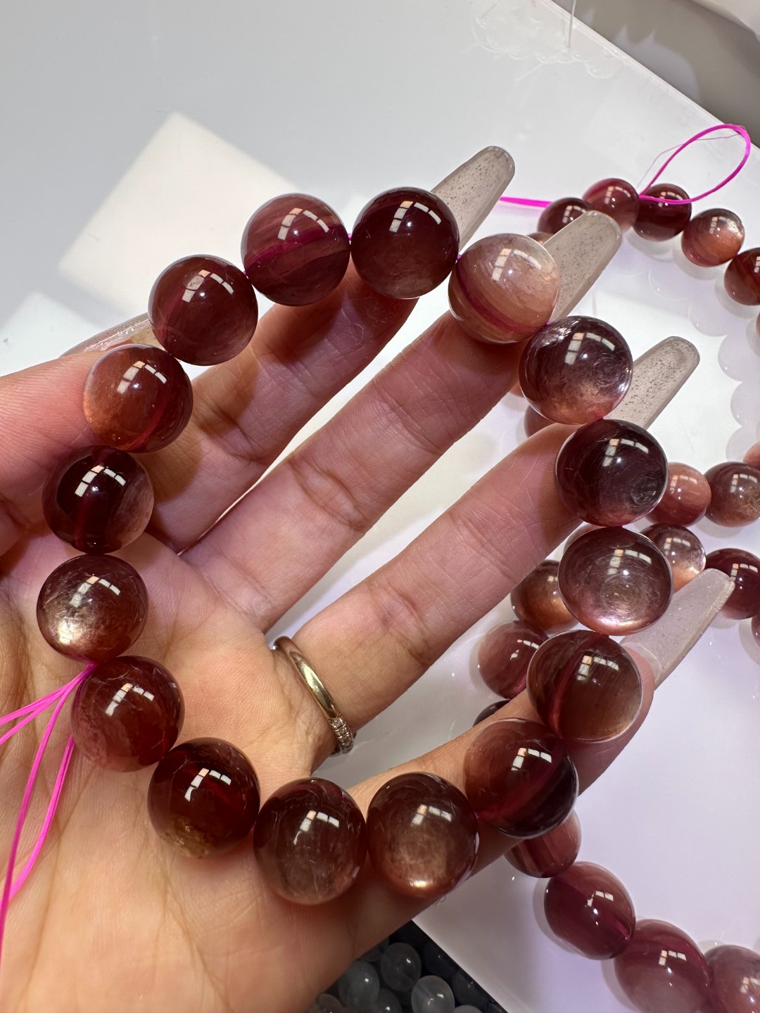 天然水晶手链直播挑选【多样性发货】白黄紫粉灰红蓝绿巴西水晶