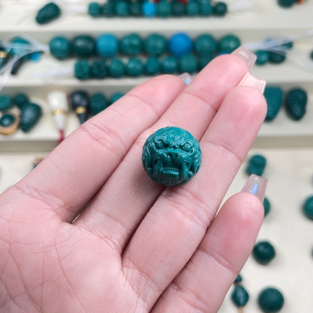 颈饰玻璃老油绿貔貅15尺寸