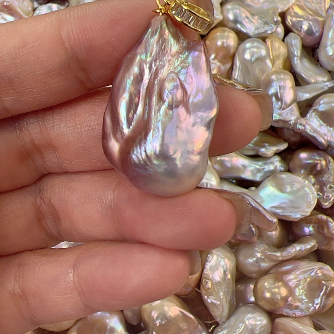 淡水珍珠吊坠(不含链)银S925镶嵌瑕疵不退不换