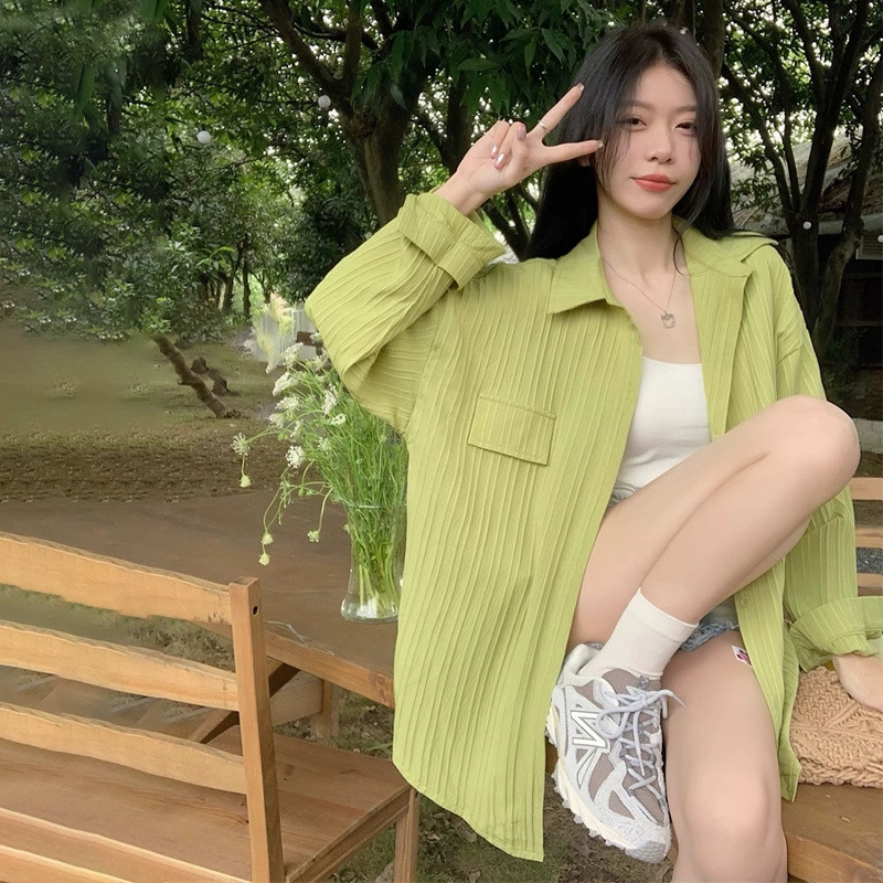 防晒长袖衬衫夏季外套女2024新款春季胖MM显瘦遮肚子藏肉上衣
