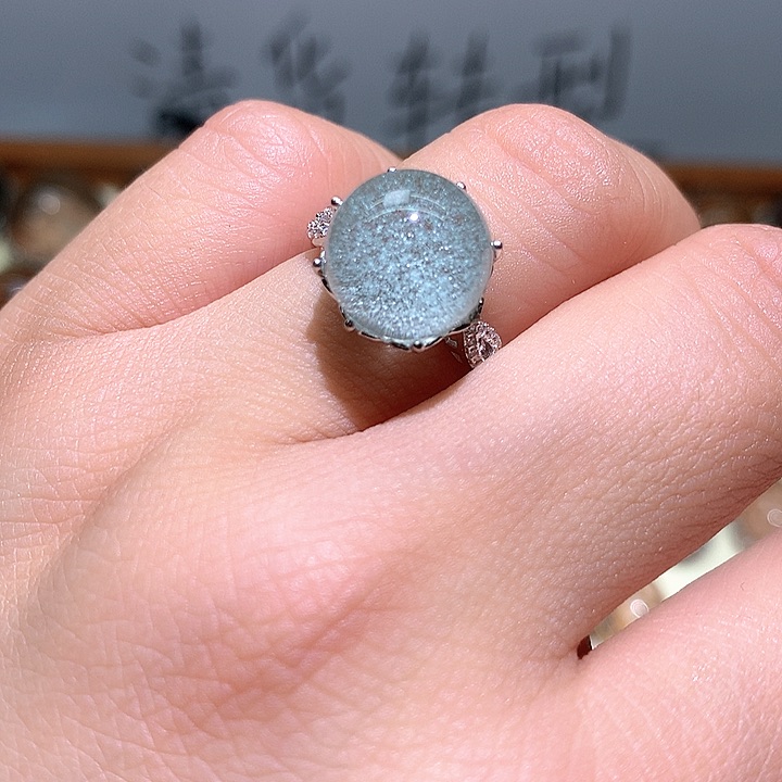 水晶戒指银S925镶嵌水晶麋*