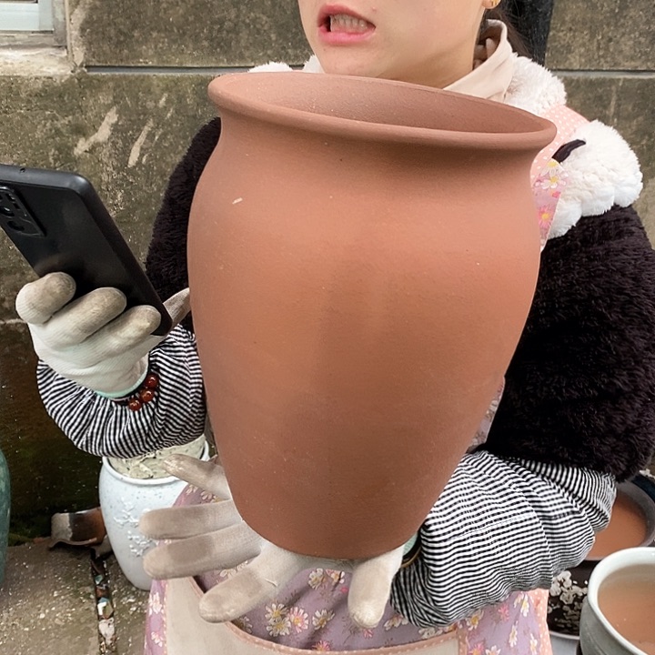 紫砂花盆瑕疵口20高26