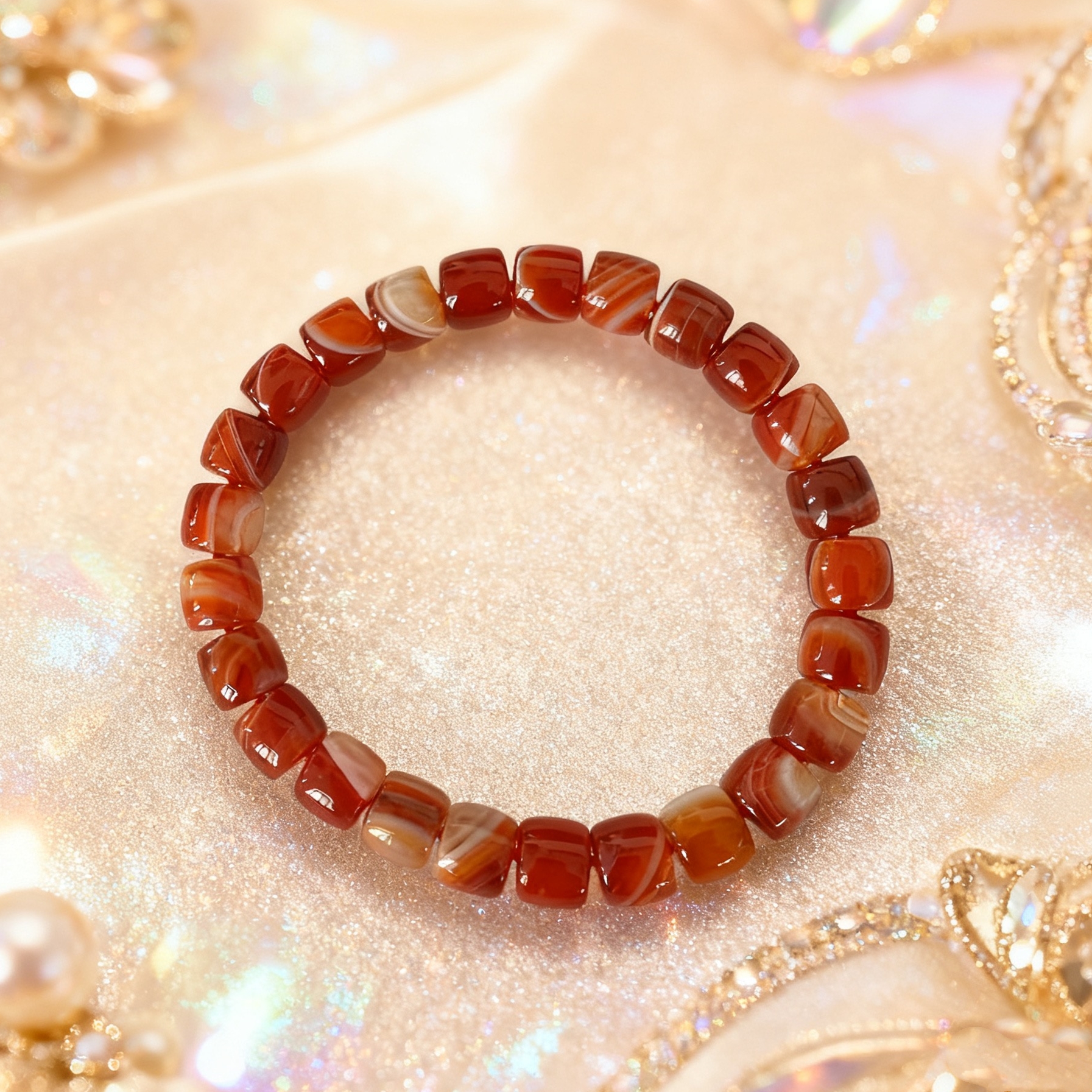 V70锦鲤玛瑙直切单圈手串8A级天然高级玛瑙（随机礼盒）Z