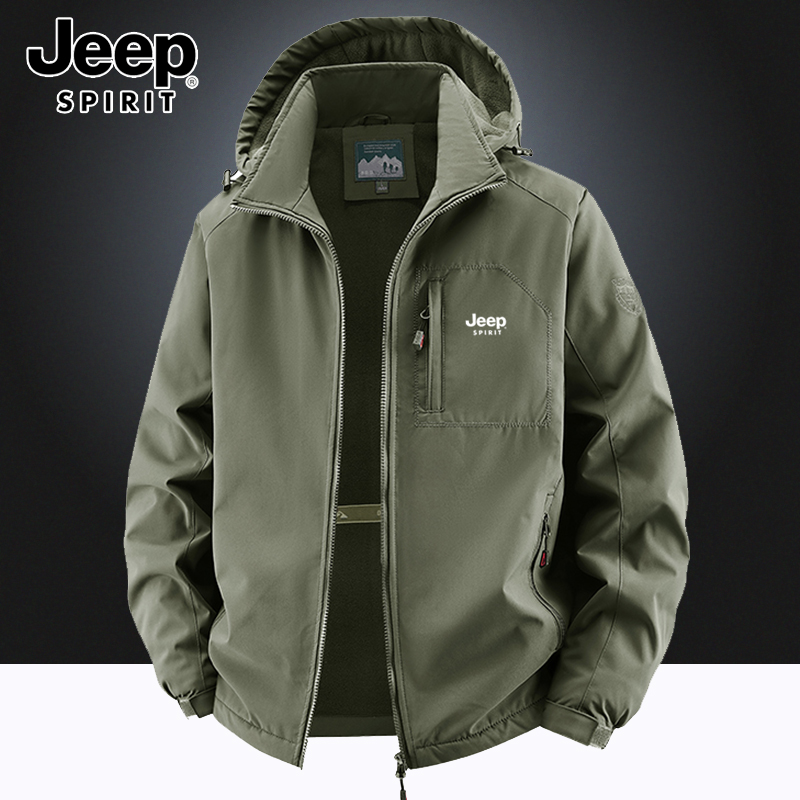Jeep吉普冬季加绒棉服男士冬天户外休闲登山宽松大码冲锋上衣棉衣