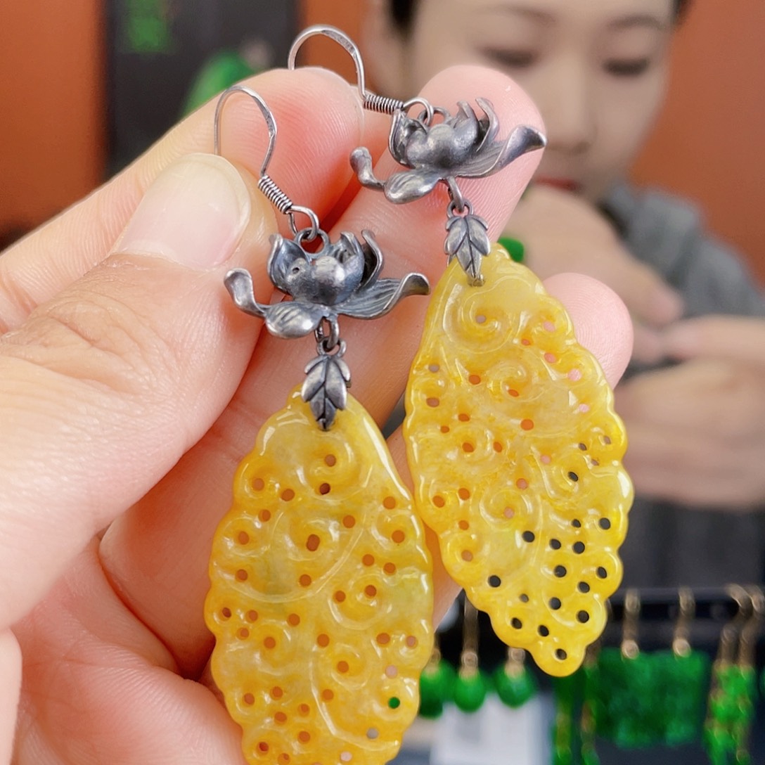 翡翠未镶嵌耳饰饰品