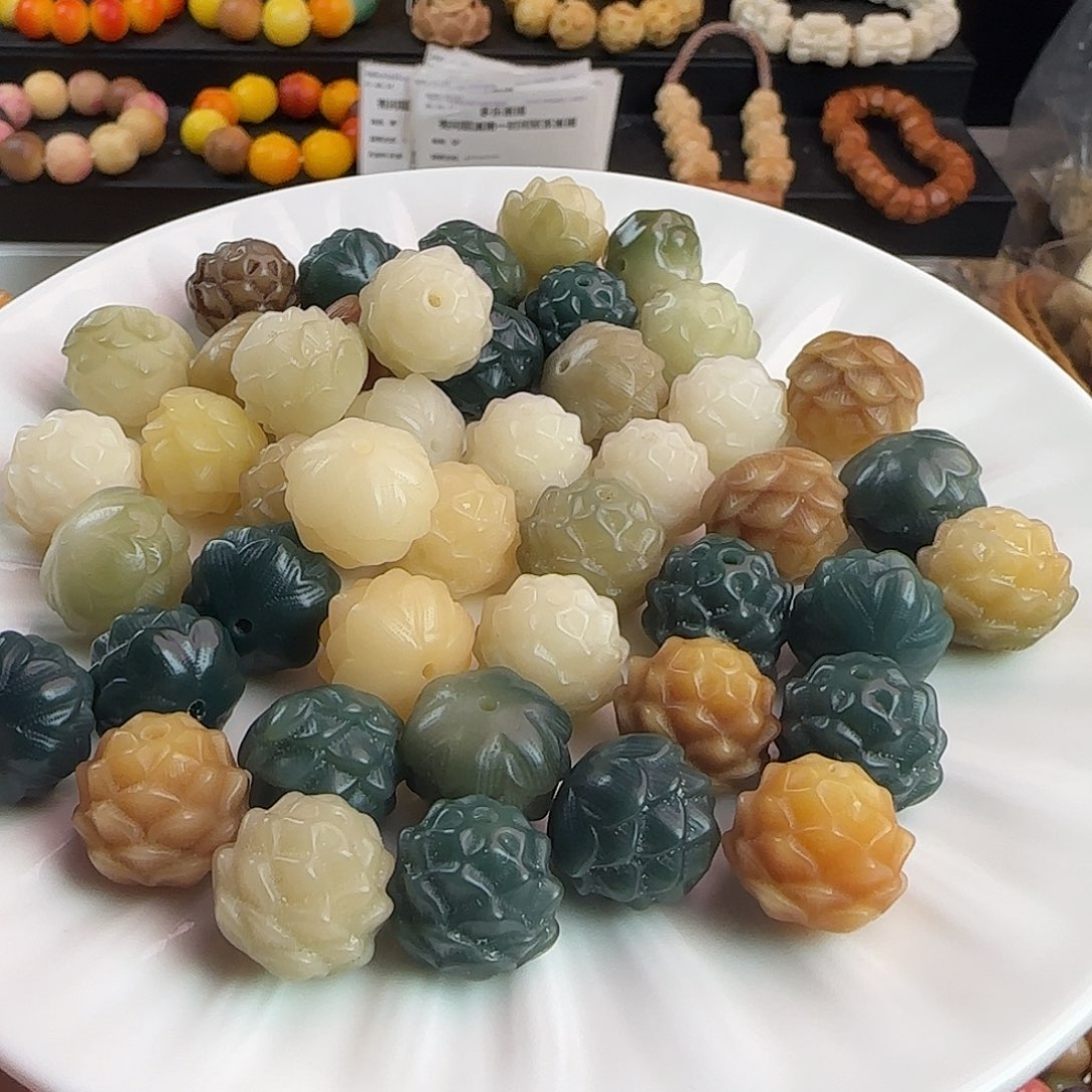 菩提根/象牙果手串卡16-17多宝莲花100颗批发