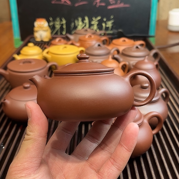 紫砂茶壶原矿紫泥寒江