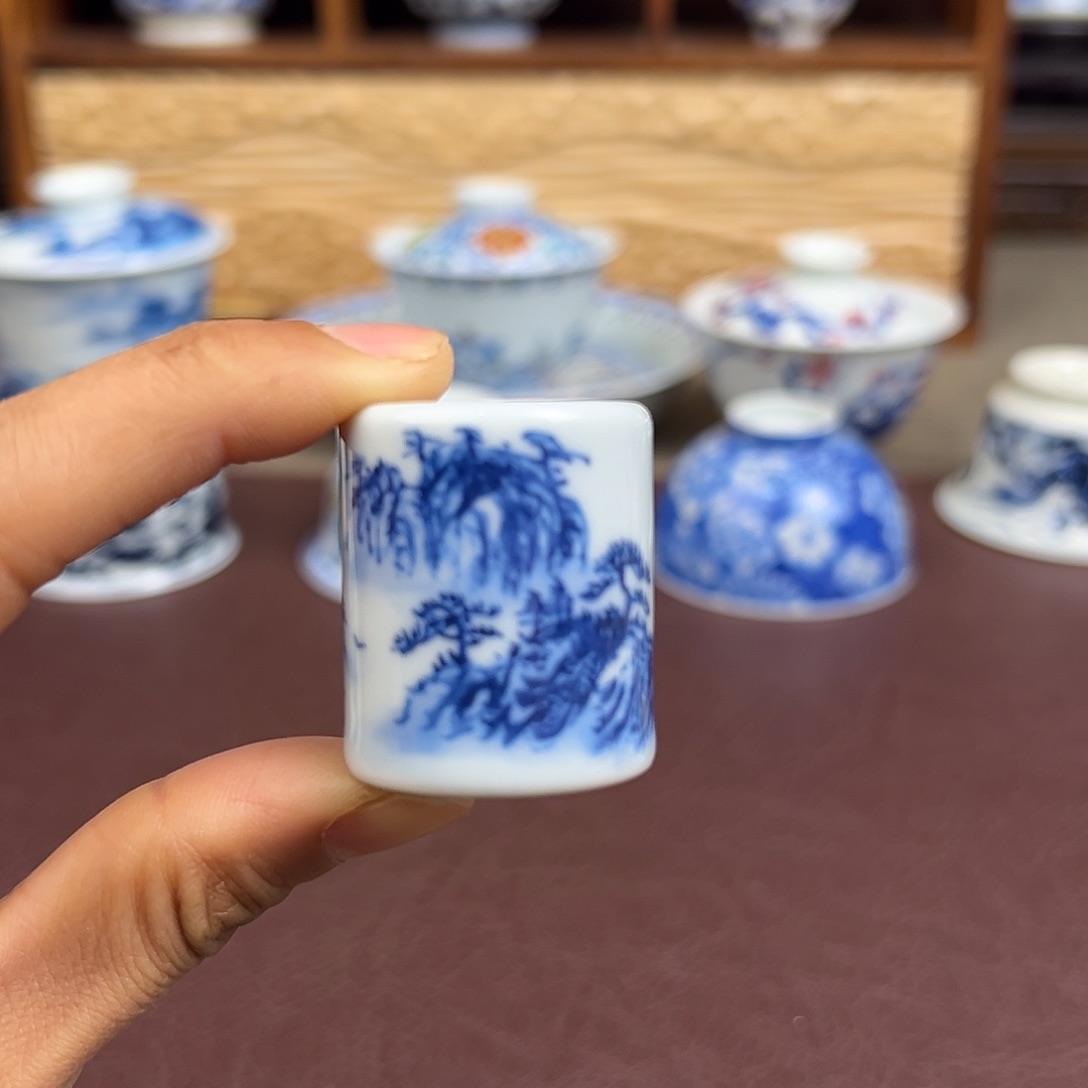 杯子景德镇山水盖置