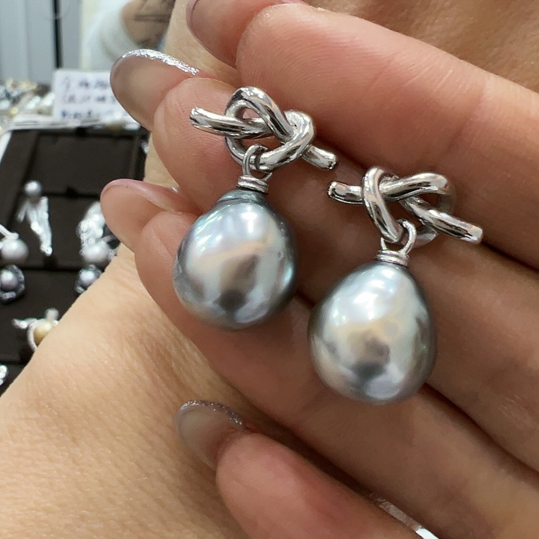 海水珍珠耳饰银S925镶嵌