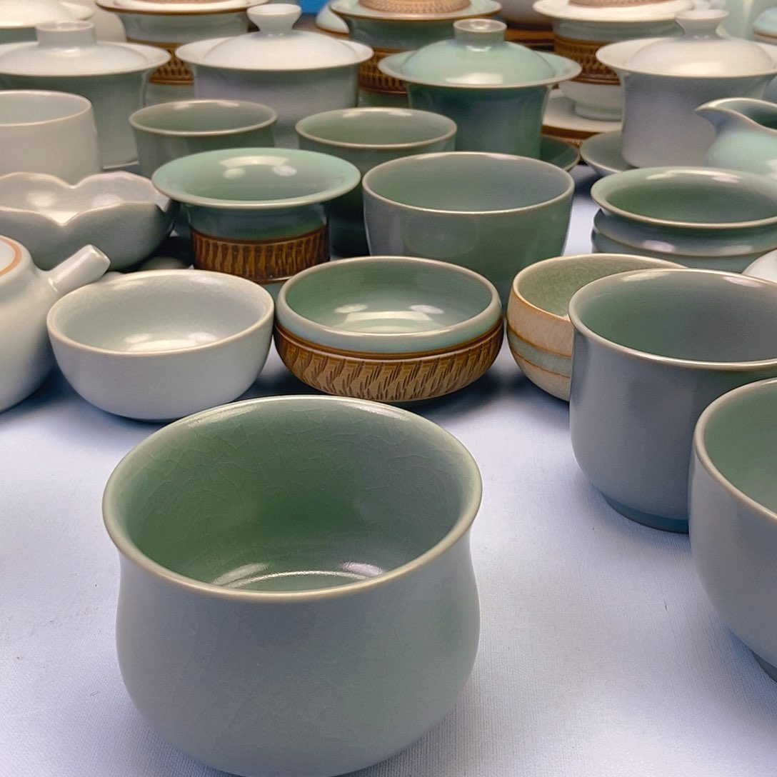 碗仿古微蓝釉马蹄杯原矿原釉原产地