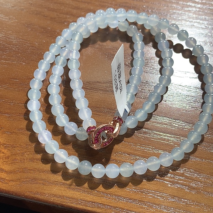 翡翠未镶嵌项链卡6浅色马卡龙天然A货翡翠项链