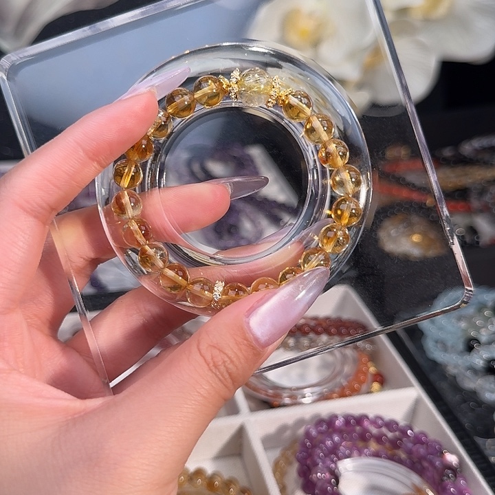 水晶手串未镶嵌金发+黄塔8咪