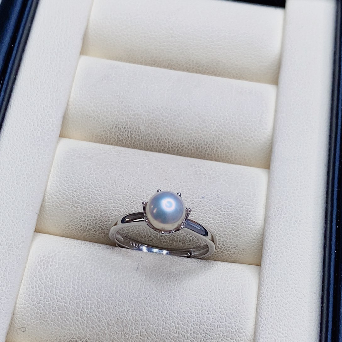 淡水珍珠戒指银S925镶嵌彩***迪