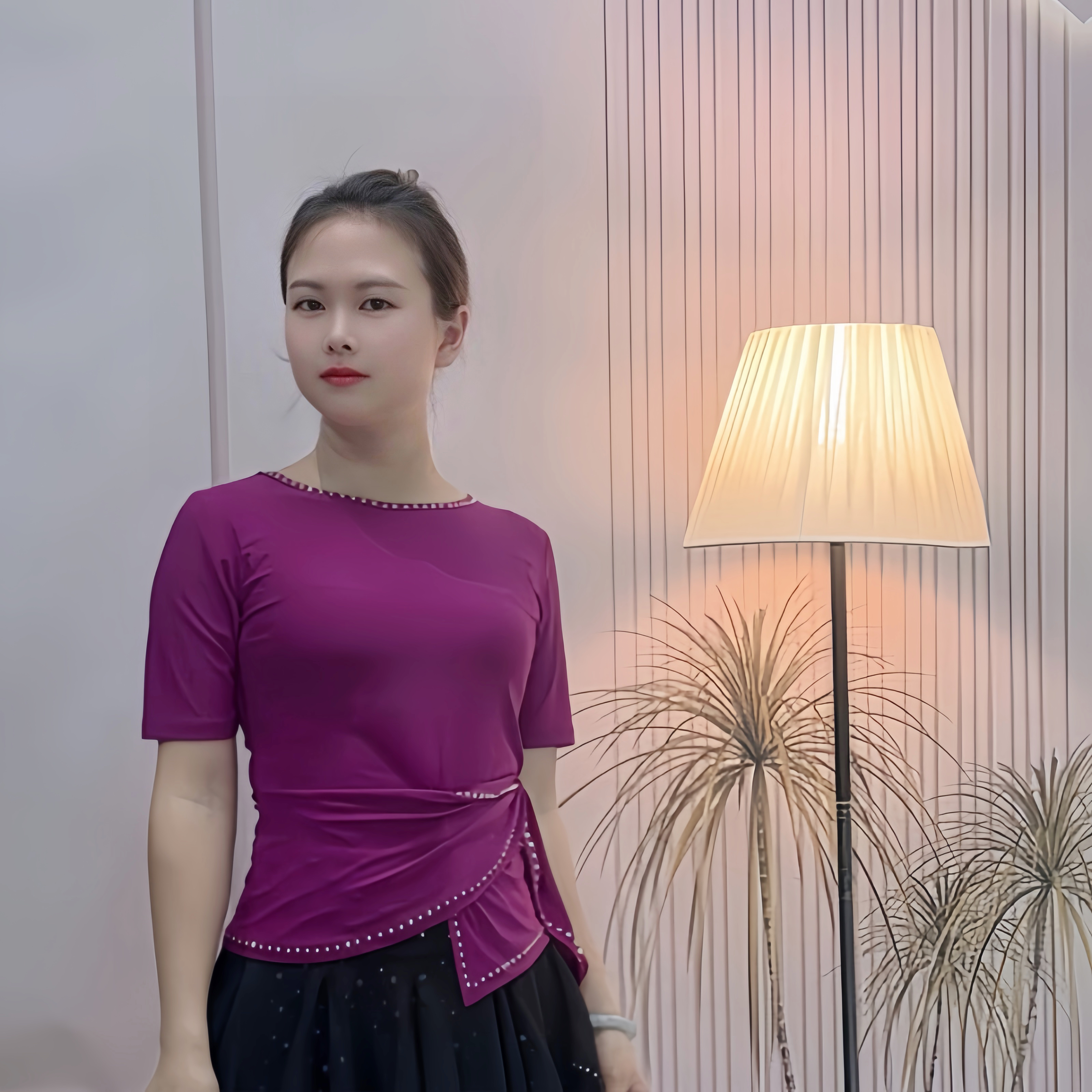 【萍儿专享】新款广场舞服装上衣水晶麻烫钻舞蹈服