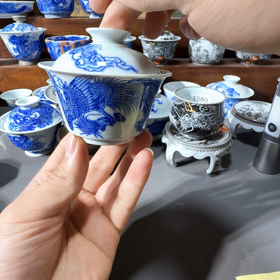 泥塑盖碗手工手绘