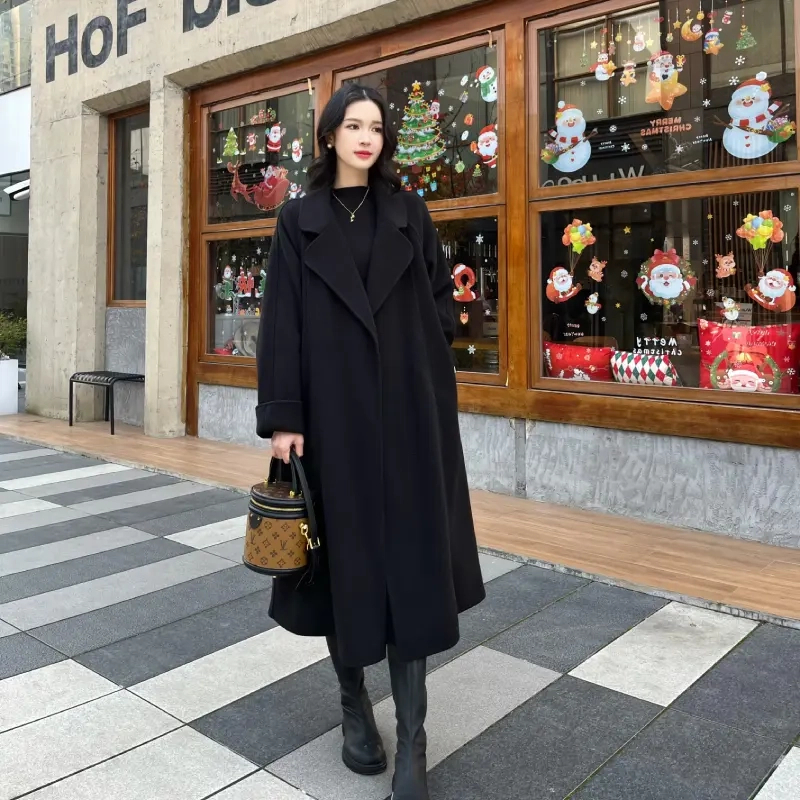 双面毛呢斗篷大衣女士宽松呢子外套高级感小个子秋冬新款时尚百搭