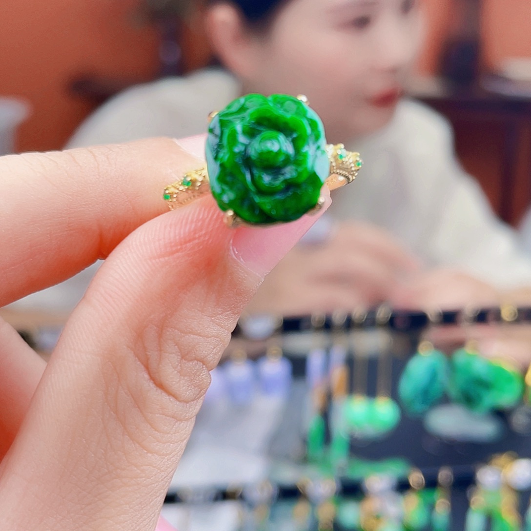 翡翠银S925镶嵌耳饰饰品