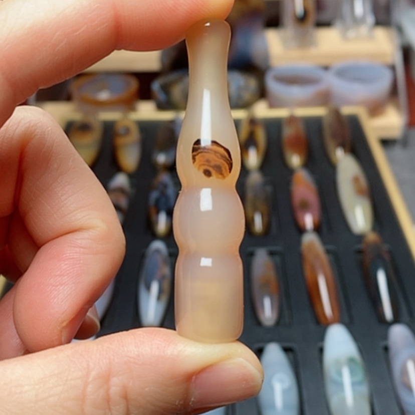 【闪购商品】玛瑙/玉髓烟嘴粗杆未镶嵌