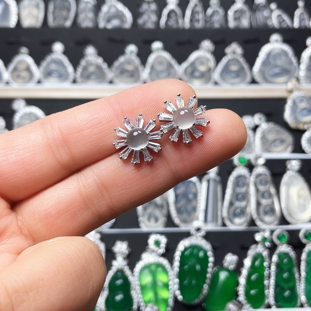 玛瑙/玉髓耳钉合金