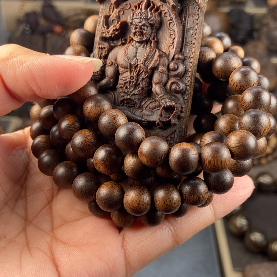 沉香手串非****室越南芽庄白棋楠十沉香木牌