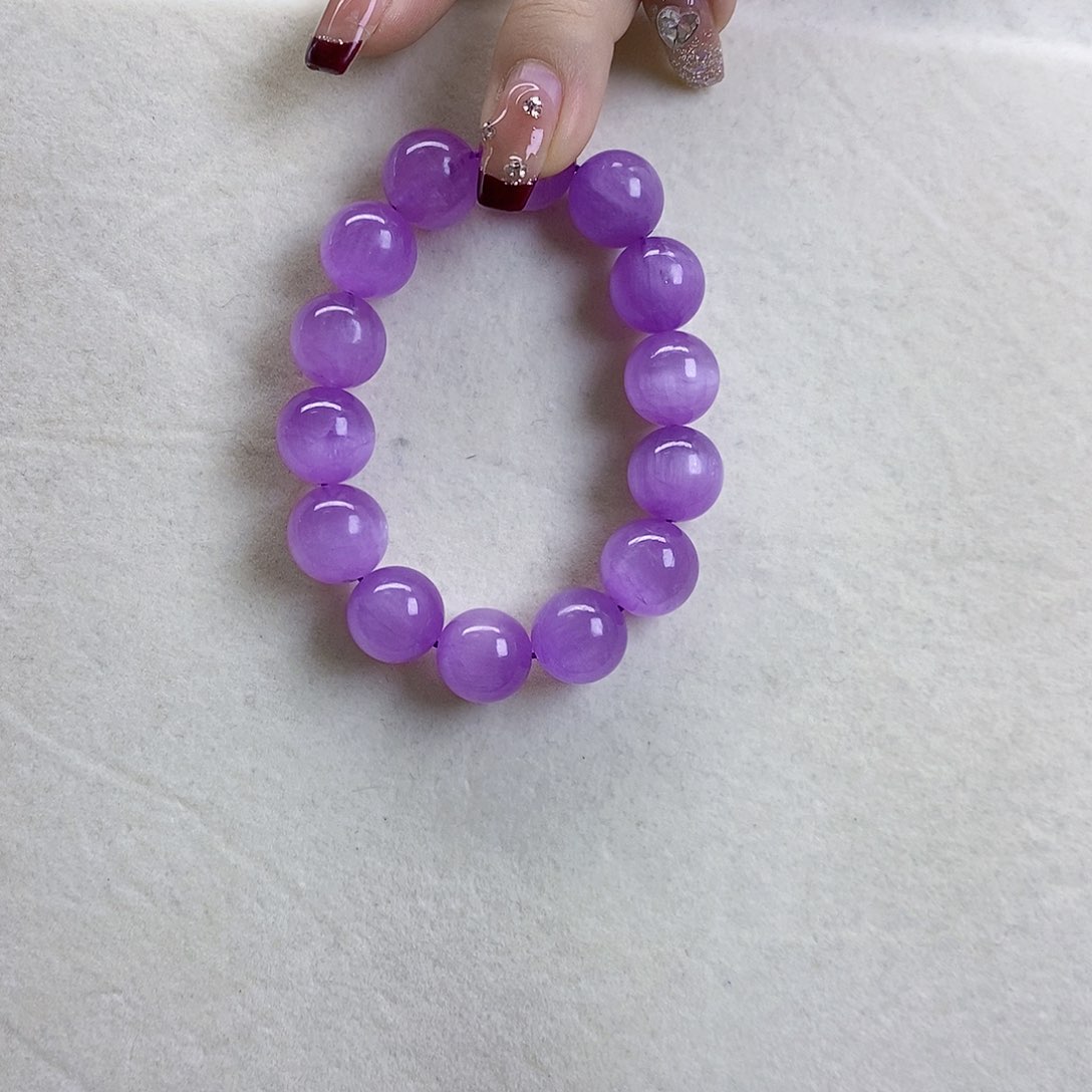 锂辉石紫锂辉高冰收藏级顶配手串13+未镶嵌