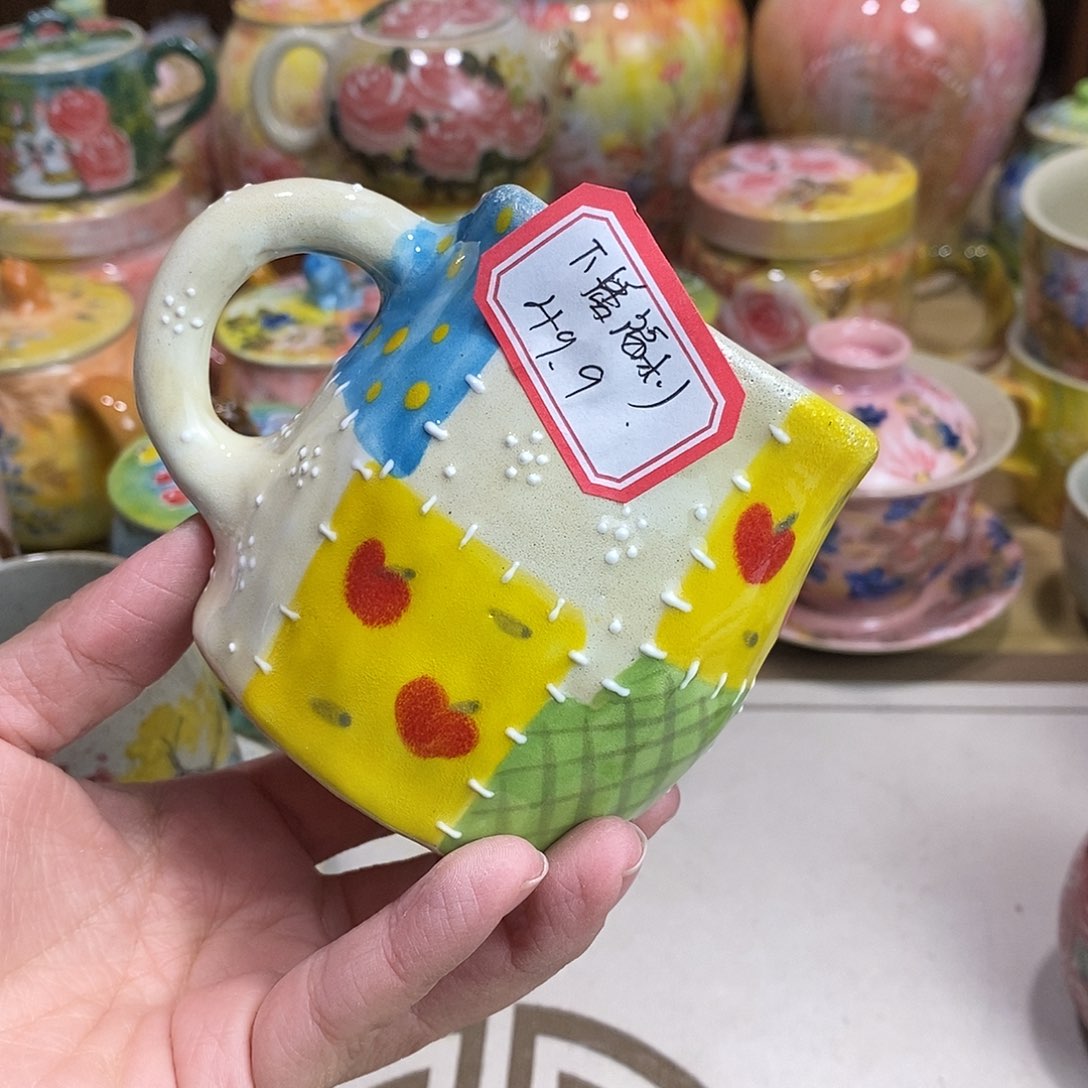 瓷片新年快乐手绘陶瓷