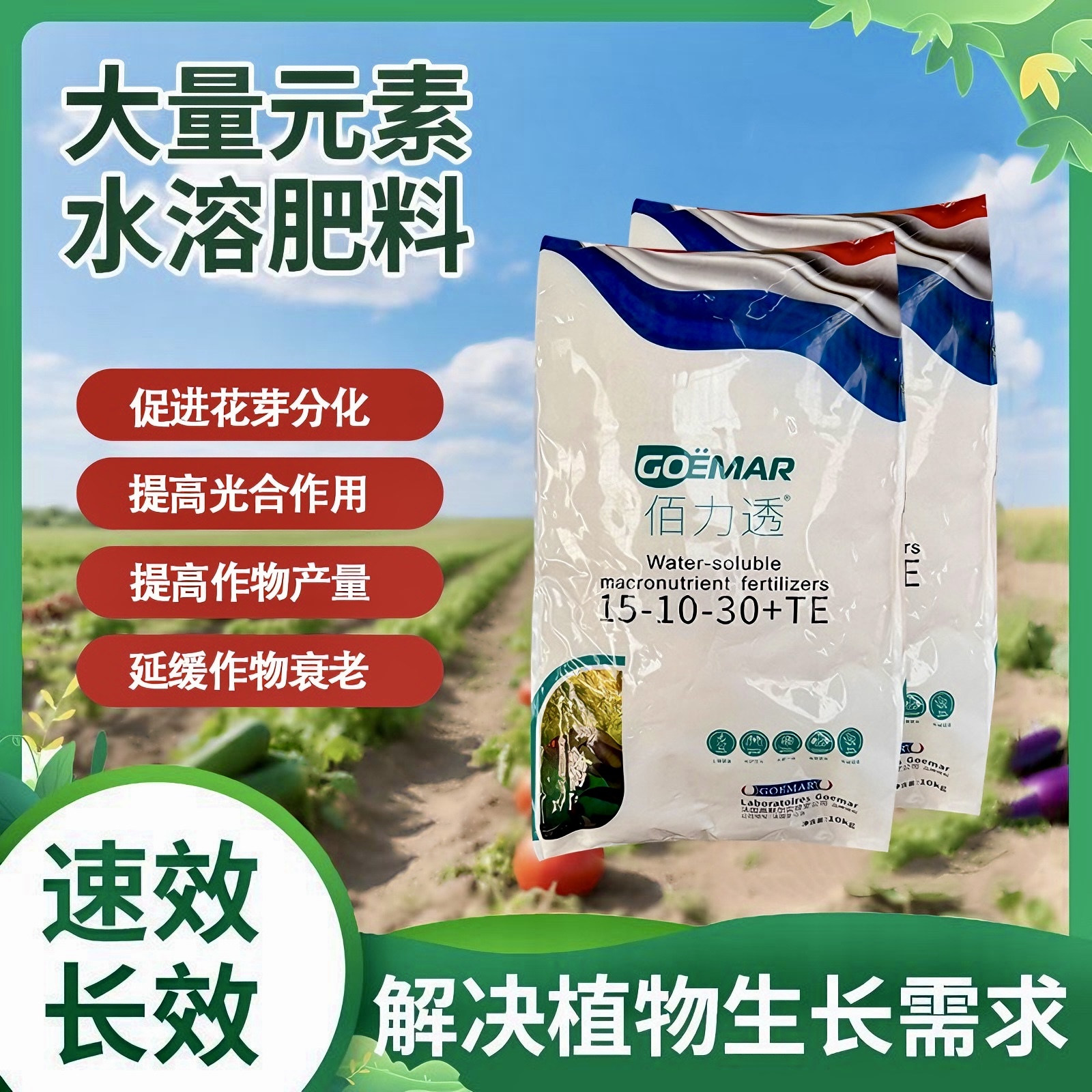 【法国高默尔】促进花芽分化 预防作物早衰 强根壮苗 亮色增甜