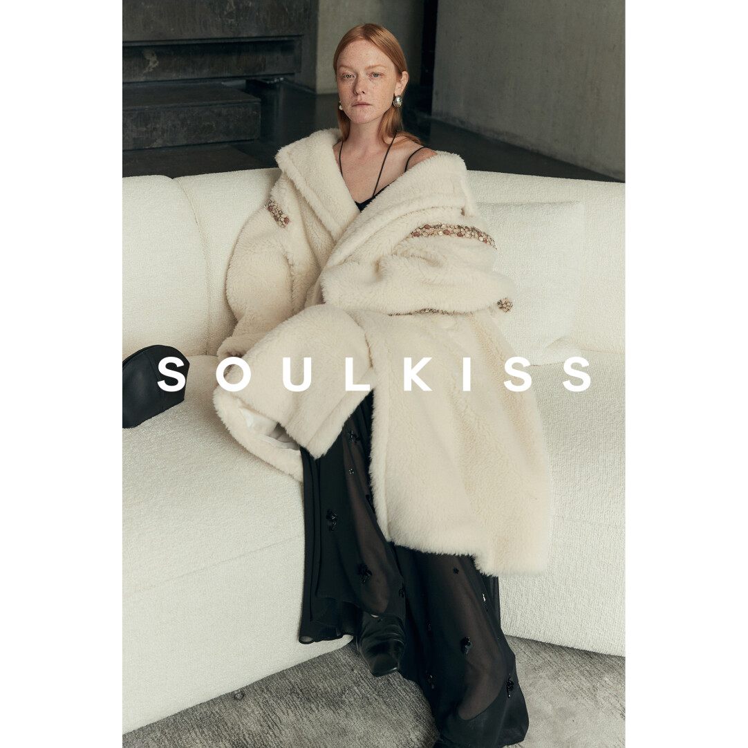 SOULKISS典藏B入 M@X蕞新秀场同款手工钉珠羊驼绒泰迪熊大衣外套