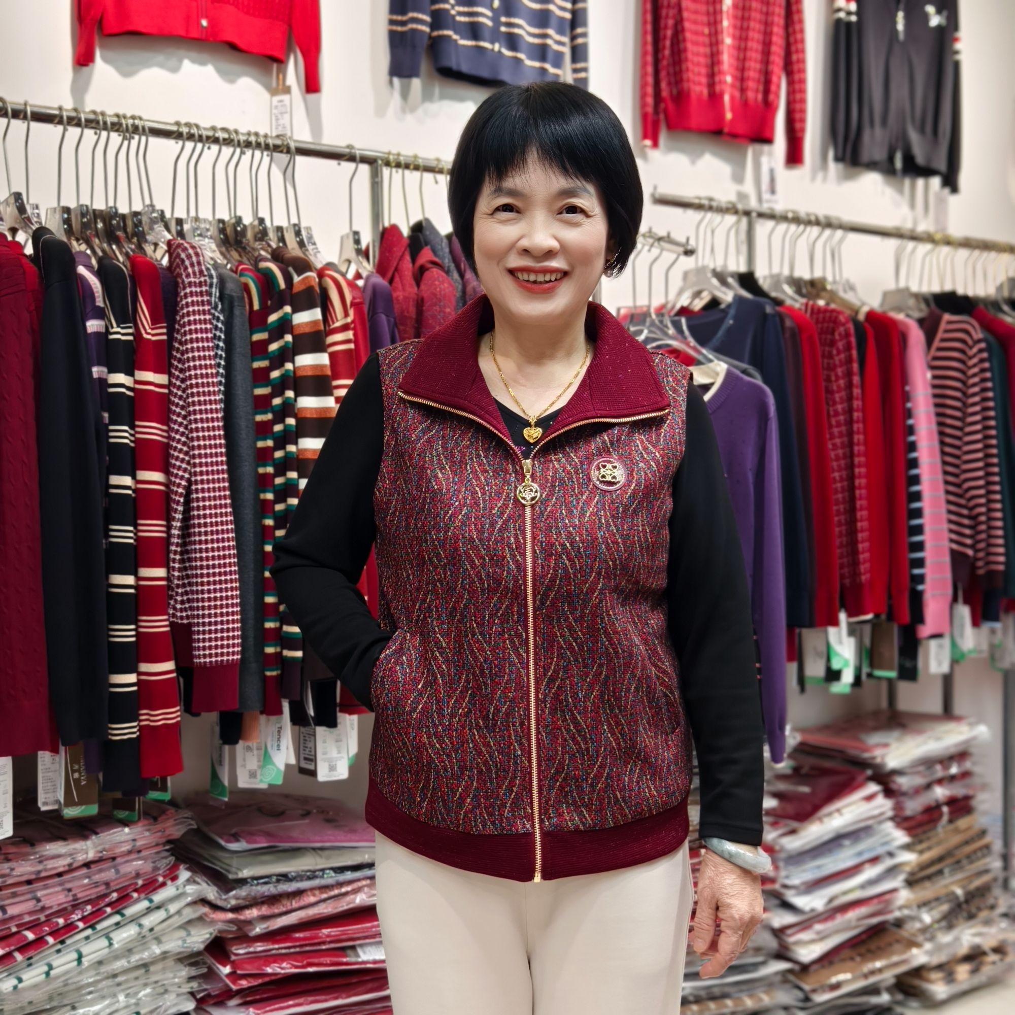 【善雅秋冬马夹】25新款秋冬拼色马夹立领拉链背心中老年妈妈装5509