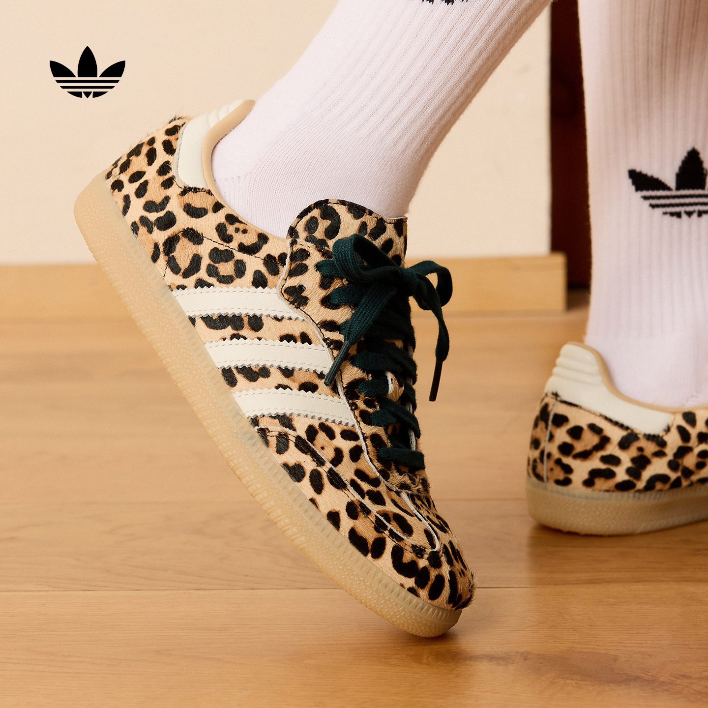 「T头鞋」SAMBA OG W经典豹纹板鞋德训鞋女阿迪达斯三叶草 KI6674