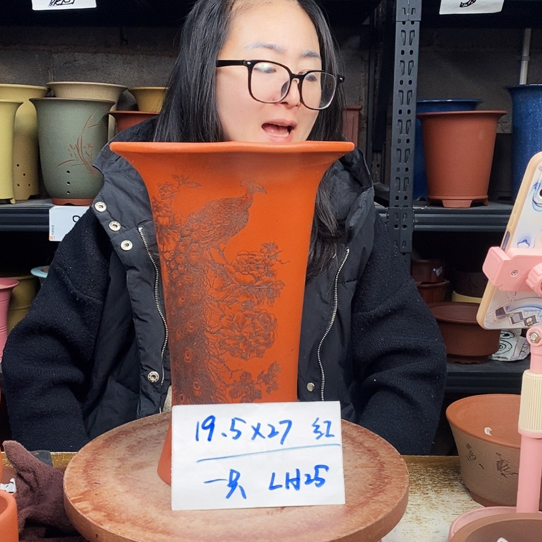 紫砂一只花盆货号LH25